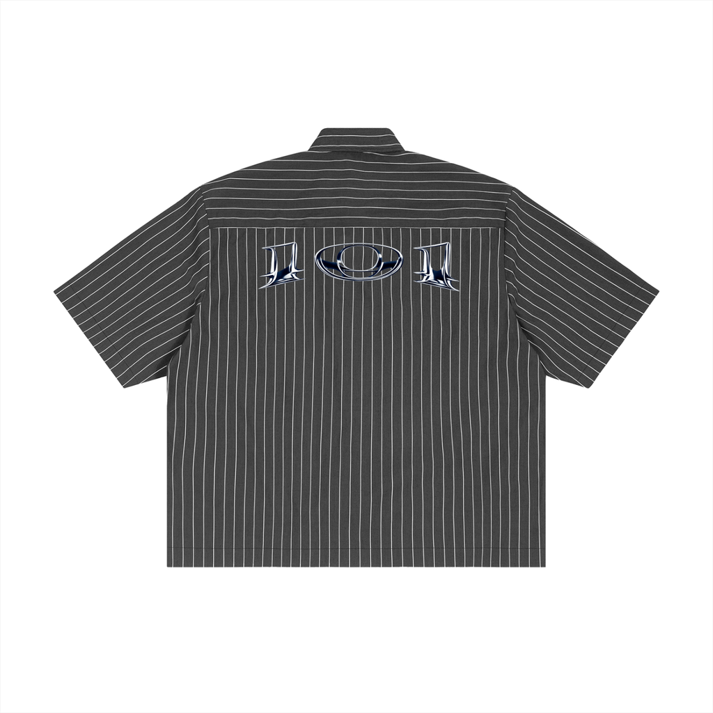 Unisex Striped Boxy Button-Up Shirt