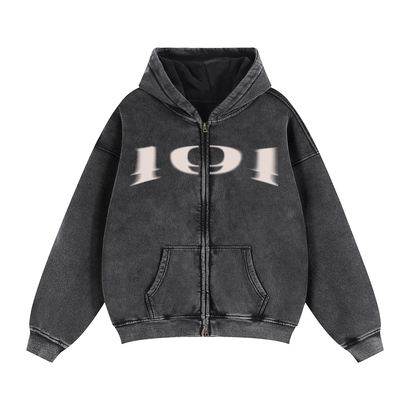 Double Zipper Weighted Boxy Fleece Hoodie