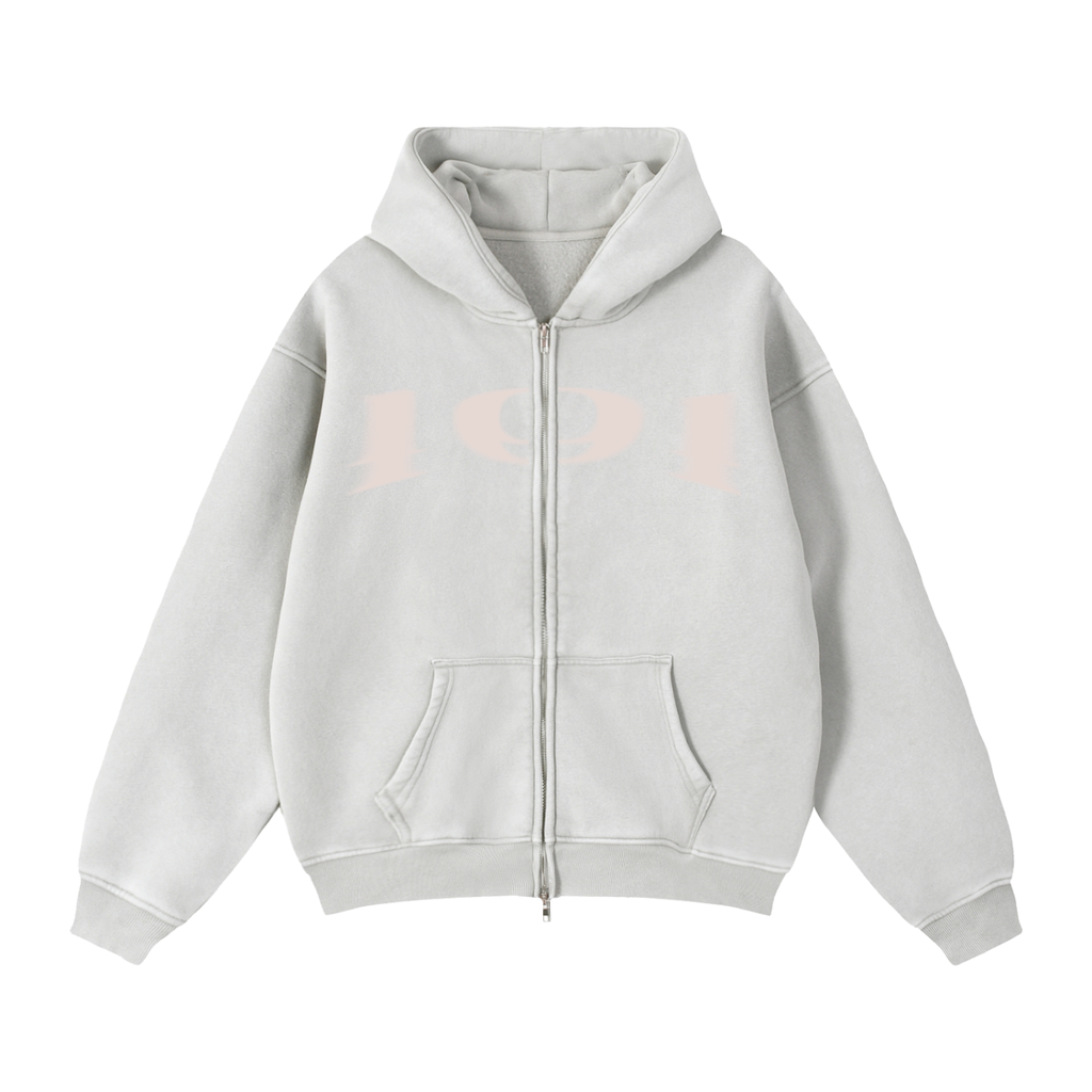 Double Zipper Weighted Boxy Fleece Hoodie